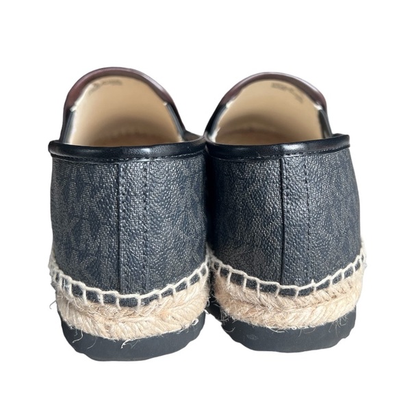 MICHAEL KORS HASTINGS MK PRINT GOLD PLATFORM ESPADRILLES Black Brown Size 9 - Picture 10 of 15